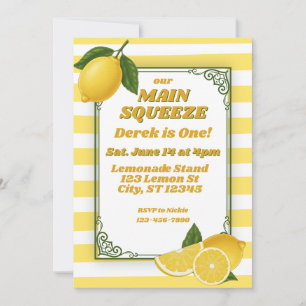 Main Squeeze is One, Lemon 1st Birthday Invitation