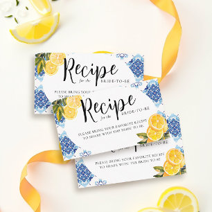 Main Squeeze Lemon Blue Bridal Shower Bring Recipe Enclosure Card