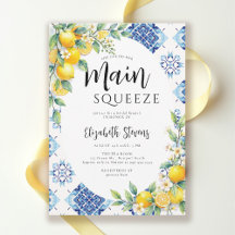 Main Squeeze Lemon Blue Tiles Summer Bridal Shower