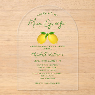 Main Squeeze Lemon Bridal Shower Acrylic Invitations