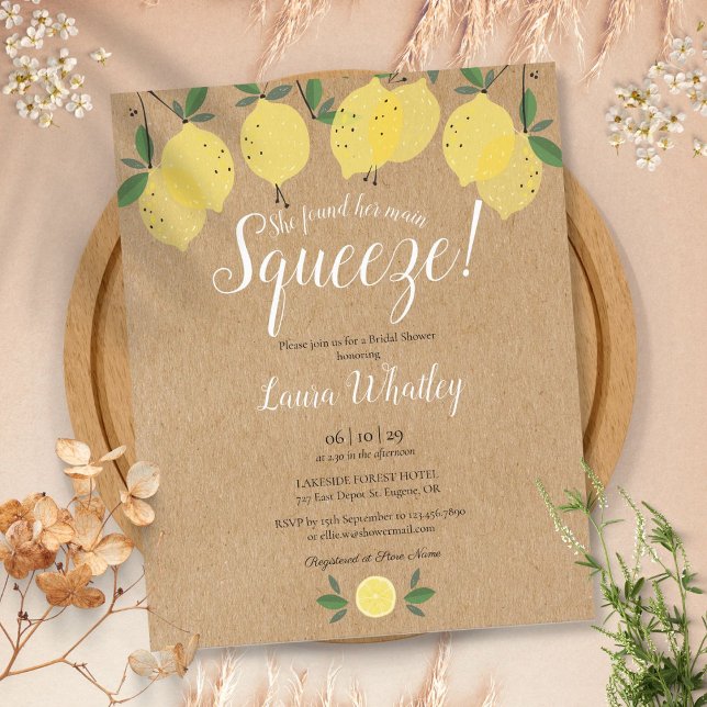 Main Squeeze Lemon Bridal Shower Budget Invitation (Main Squeeze Lemon Bridal Shower Budget Invitation)