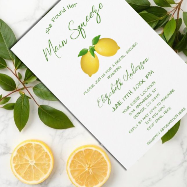 Main Squeeze Lemon Bridal Shower Invitation (Creator Uploaded)
