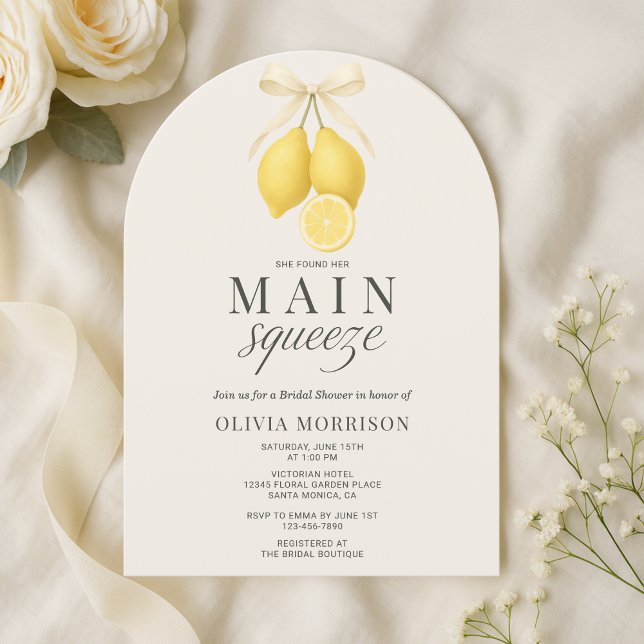 Main Squeeze Lemon Bridal Shower Invitation (Creator Uploaded)
