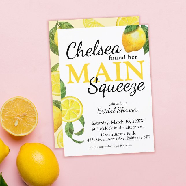 Main Squeeze Lemon Bridal Shower Invitation (Creator Uploaded)