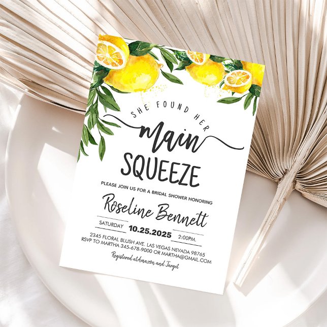 Main Squeeze Lemon Bridal Shower Invitation (Creator Uploaded)