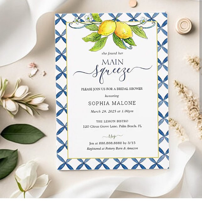 Main squeeze Lemon Bridal shower Invitation (Creator Uploaded)