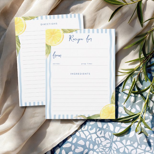 Main Squeeze Lemon Bridal Shower Recipe Card (Creator Uploaded)