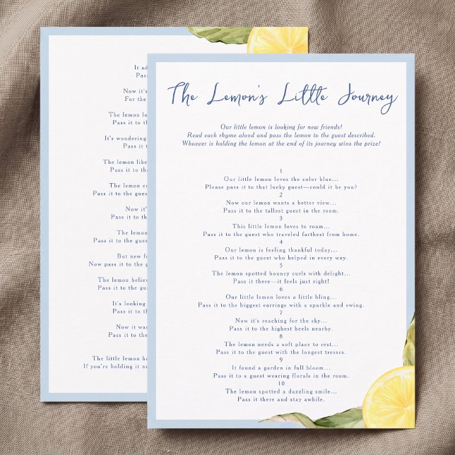 Main Squeeze Lemon Bridal Shower Recipe Card (Creator Uploaded)