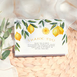 Main Squeeze Lemon Bridal Shower Thank You<br><div class="desc">A thank-you card to match our "She's Found Her Main Squeeze Lemon Bridal Shower" invitations. View the collection linked on this page for coordinating items. This design features a hand-painted arrangement of lemons,  blossom,  and greenery around the top of this card. Inside,  there is a custom thank-you message.</div>