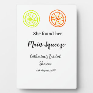 Main Squeeze lemon citrus bridal shower add name d Plaque