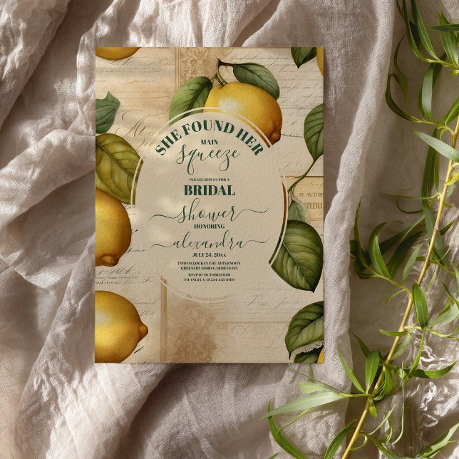 Main Squeeze Lemon Citrus Bridal Shower Invitation (Creator Uploaded)