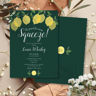 Main Squeeze Lemon Emerald Green Bridal Shower Invitation