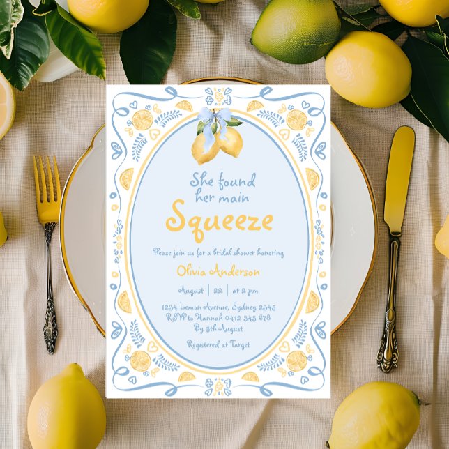 Main Squeeze Lemon Floral Bridal Shower Invitation (Creator Uploaded)