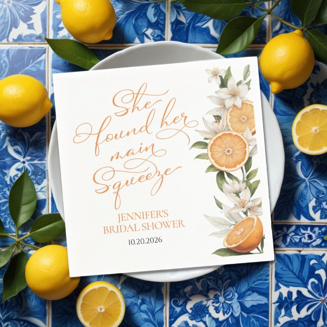 Main Squeeze | Lemon Mediterranean Bridal Shower Napkin (Creator Uploaded)