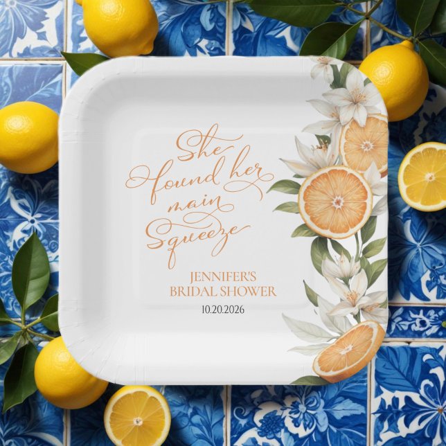Main Squeeze | Lemon Mediterranean Bridal Shower Paper Plate (Creator Uploaded)