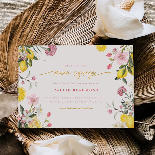 Main Squeeze Lemon Party Bridal Shower Invitation (Creator Uploaded)