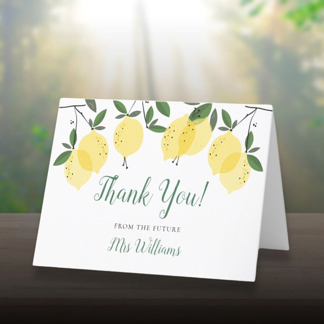Main Squeeze Lemon Script Bridal Shower Thank You Card (Main Squeeze Lemon Script Bridal Shower Thank You Card)