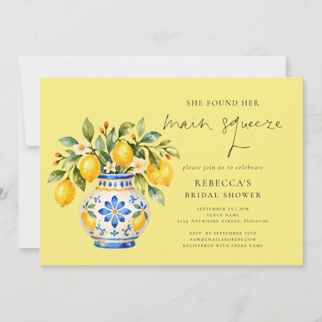 Main Squeeze Lemon Theme Bridal Shower Invitation (Front)