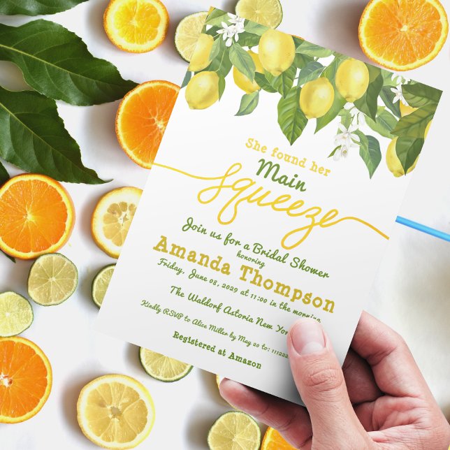 Main Squeeze Lemon Theme Wedding Bridal Shower Invitation (Creator Uploaded)