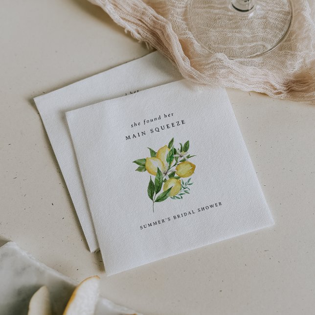 Main Squeeze Lemon Themed Bridal Shower Napkin (Creator Uploaded)