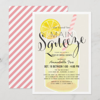Main Squeeze Lemonade Jar Drive-by Bridal Shower Invitation