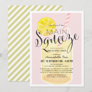 Main Squeeze Lemonade Pink Drive-by Bridal Shower Invitation