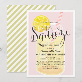 Main Squeeze Lemonade Pink Drive-by Bridal Shower Invitation