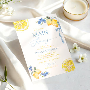 Main Squeeze Lemons Blue Italian Bridal Shower Invitation