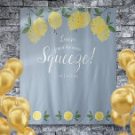 Main Squeeze Lemons Bridal Shower Blue Photo Prop Tapestry<br><div class="desc">Featuring lemons greenery on a dusty blue background,  this stylish botanical bridal shower photo backdrop can be personalised with your special event information. Designed by Thisisnotme©</div>