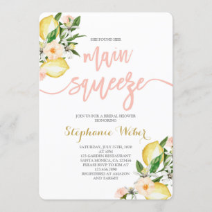 Main Squeeze Lemons Bridal Shower Invitation