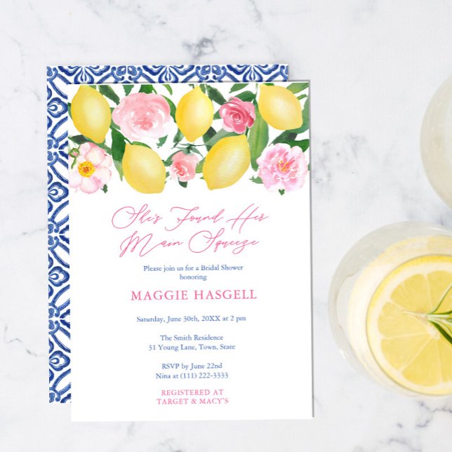 Main Squeeze Lemons Mediterranean Bridal Shower Invitation (Creator Uploaded)