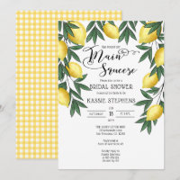 Main Squeeze Lemons Tropical Bridal Shower Invitat