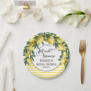Main Squeeze Lemons Tropical Bridal Shower Paper Plate