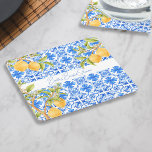 Main Squeeze Mediterranean Tiles Lemons Bridal Square Paper Coaster<br><div class="desc">Introducing our "She Found Her Main Squeeze" Personalised Paper Coasters – the perfect blend of elegance and citrusy charm to accentuate your bridal shower celebration. Transport your guests to the sun-soaked Mediterranean with these coasters adorned in captivating patterns inspired by traditional tiles, complemented by the invigorating zest of lemons. Each...</div>