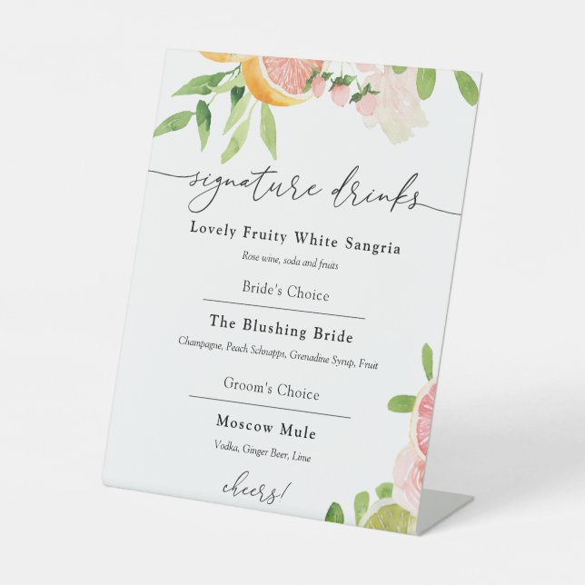 Main Squeeze Orange Signature Drinks Sign (Front)