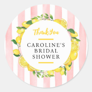 Main Squeeze Summer Lemon Bridal Shower Favour Classic Round Sticker