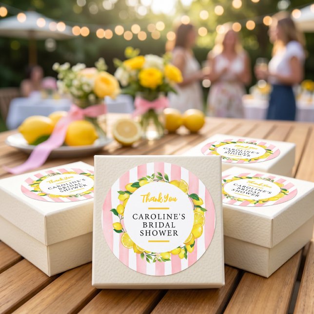 Main Squeeze Summer Lemon Bridal Shower Favour Classic Round Sticker (Creator Uploaded)