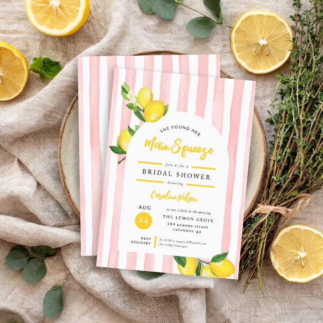 Main Squeeze Summer Lemon Bridal Shower Invitation (Creator Uploaded)