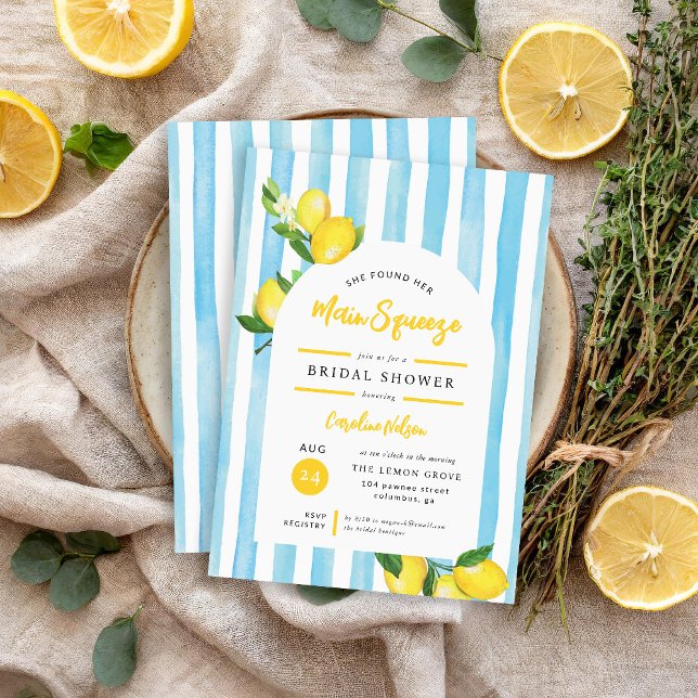 Main Squeeze Summer Lemon Bridal Shower Invitation (Creator Uploaded)