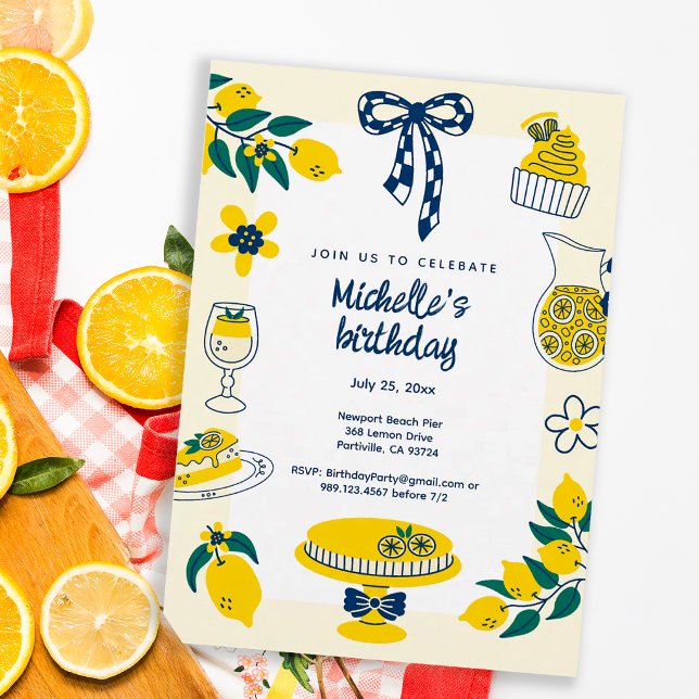 Main Squeeze Yellow Lemon Summer Birthday Party Invitation (Creator Uploaded)