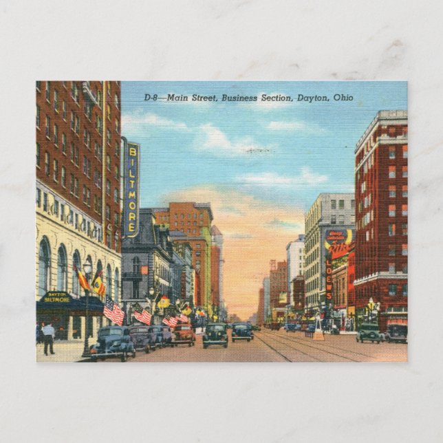 Main St., Dayton, Ohio Vintage Postcard (Front)
