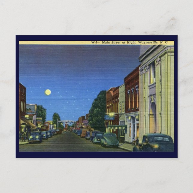 Main St., Waynesville NC Vintage Postcard (Front)
