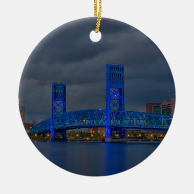 main street bridge Jacksonville FL Ceramic Tree Decoration (Front)