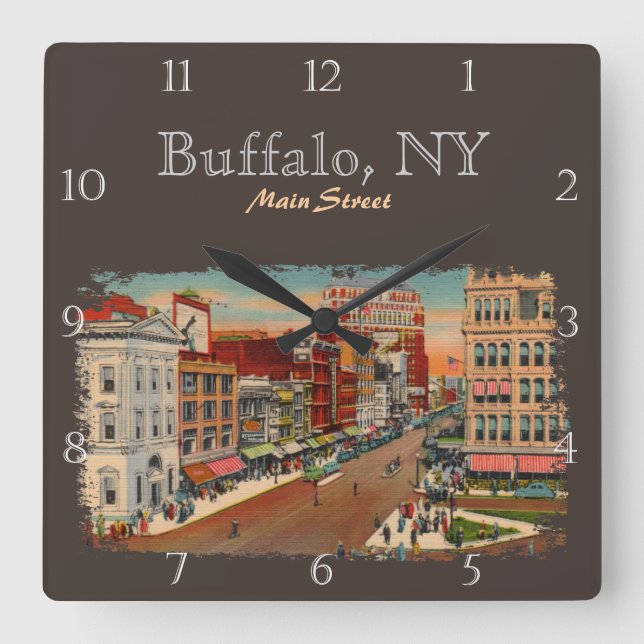 Main Street - Buffalo, NY Custom Square Wall Clock (Front)
