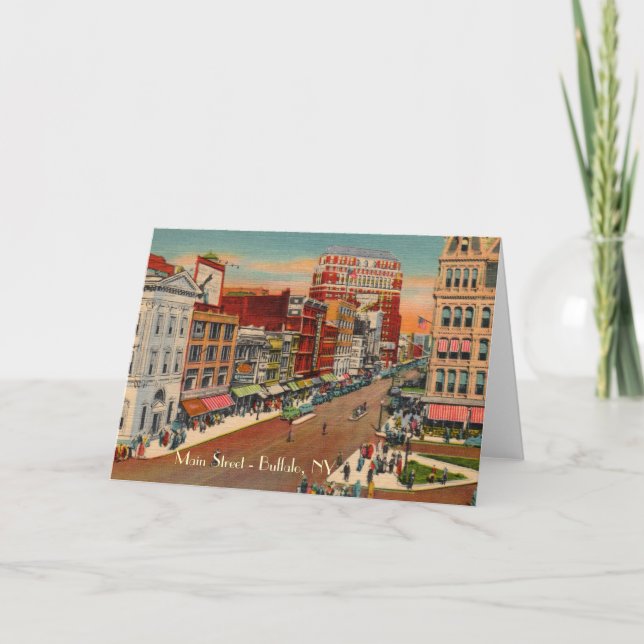 Main Street - Buffalo, NY Vintage Greeting Card (Front)