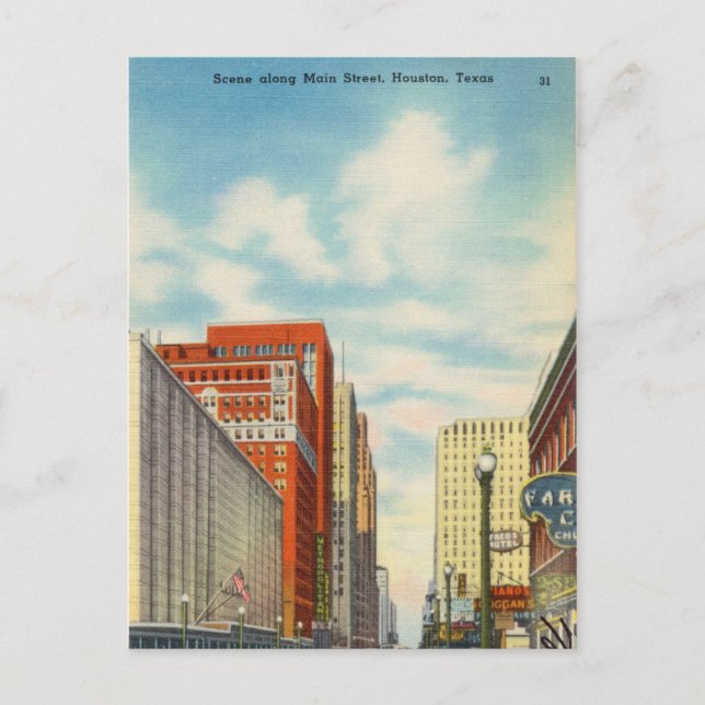 Main Street, Houston, Texas Postcard (Front)