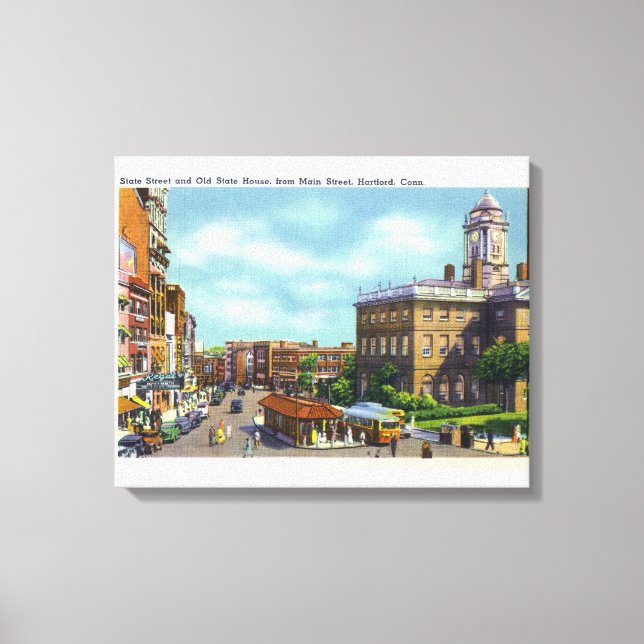 Main Street View of State Street & Old State Canvas Print (Front)
