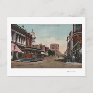 Main Street View with Street Car Postcard