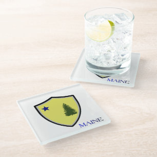 Maine (1901) flag glass coaster