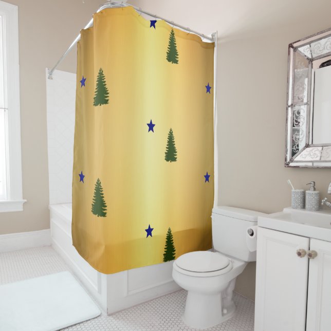 Maine 1901 flag shower curtain (In Situ)